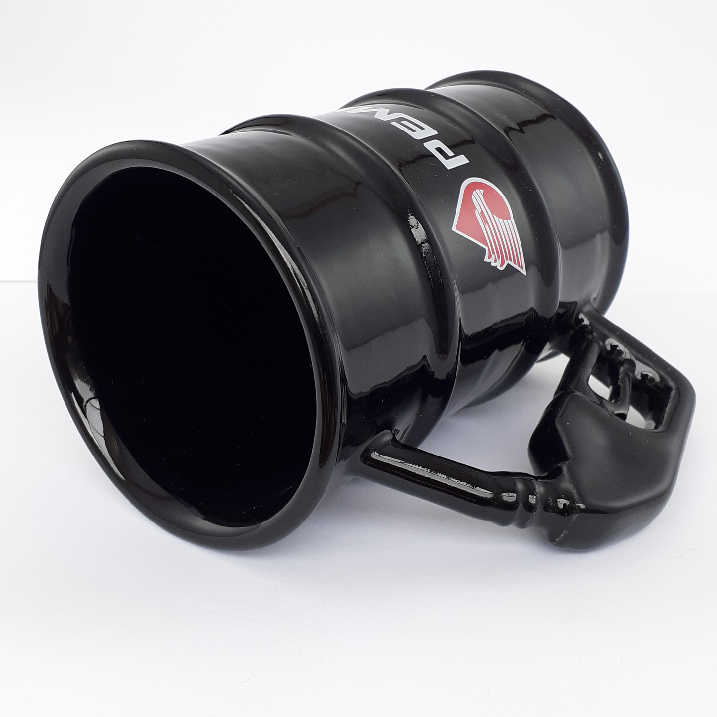 Taza barril negro logo PEMEX