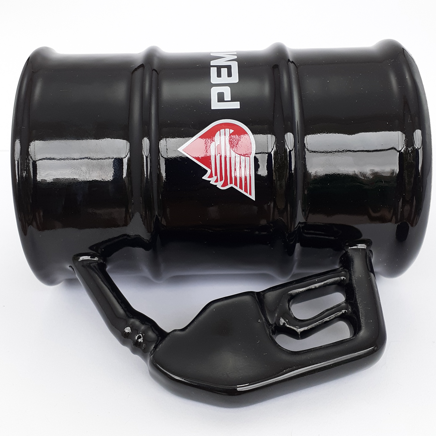 Taza barril negro logo PEMEX