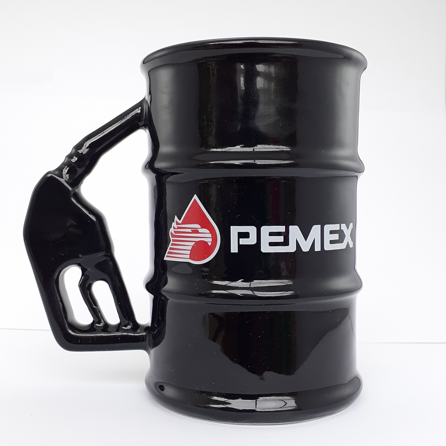 Taza barril negro logo PEMEX