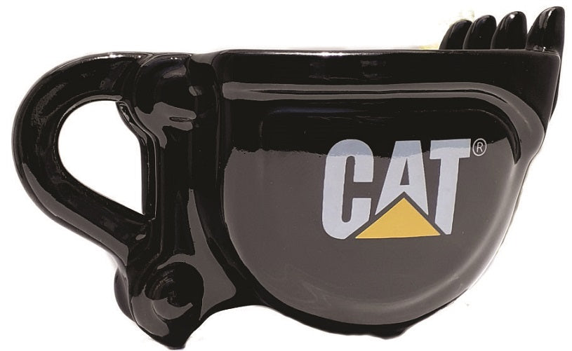 Taza excavadora negra con logo cat