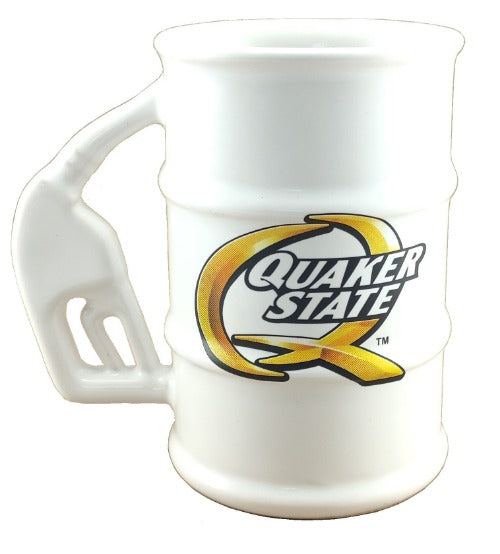 Taza Barril color blanco con logo Quaker State