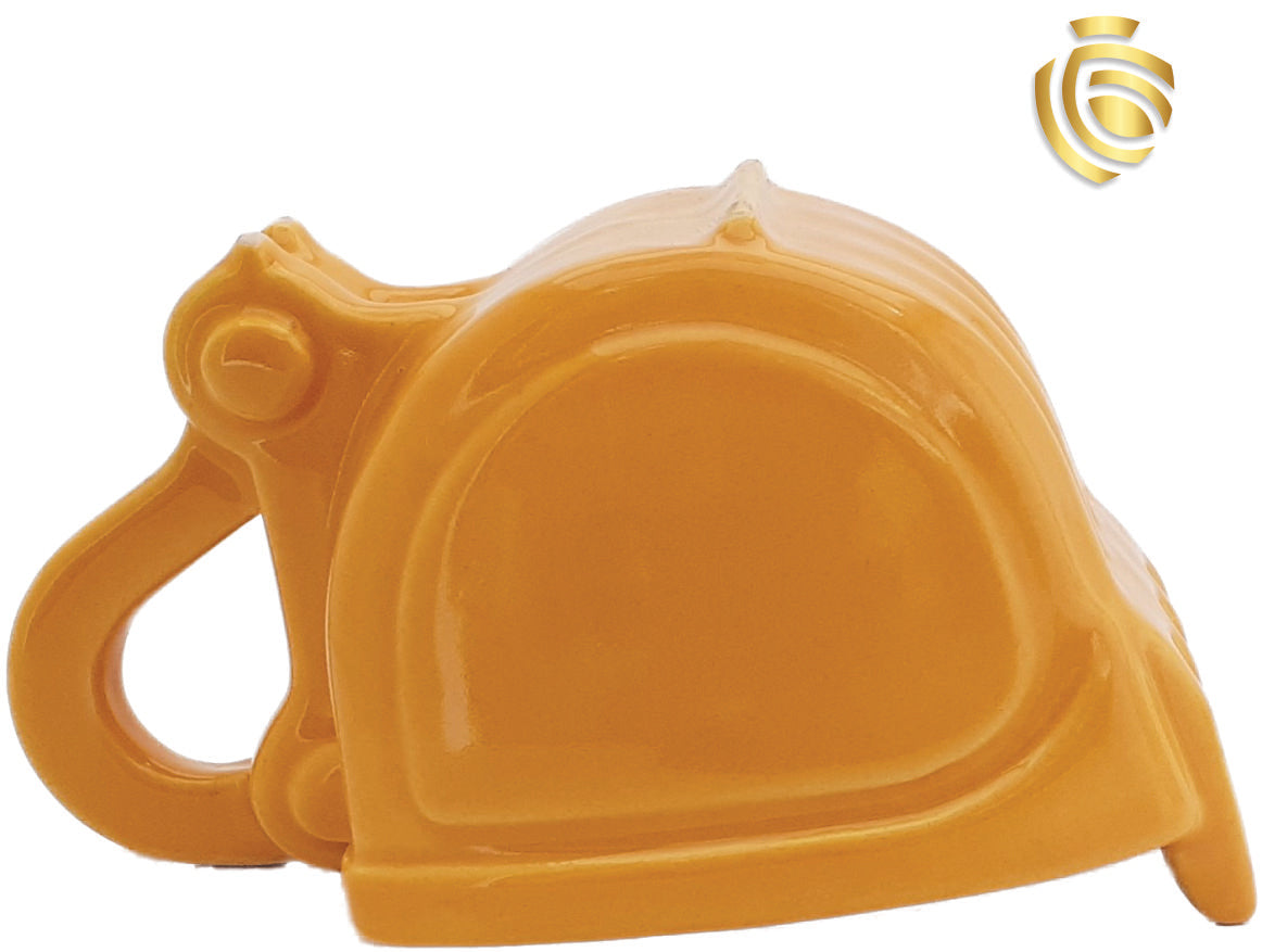 Taza excavadora amarilla con logo cat