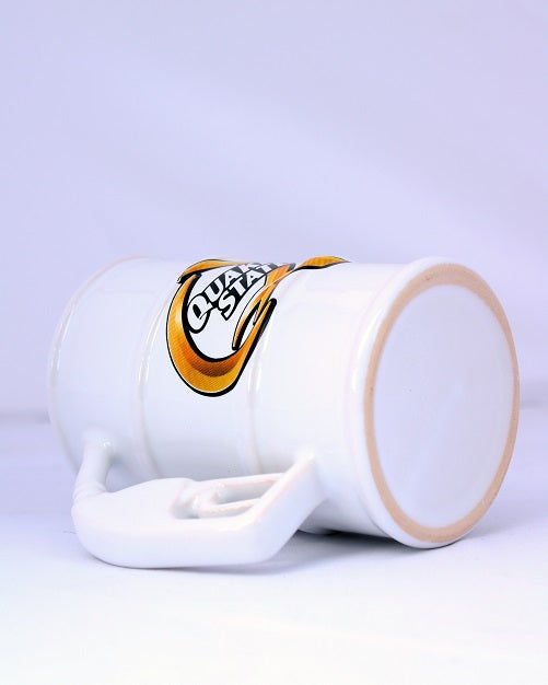 Taza Barril color blanco con logo Quaker State