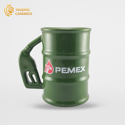 Taza barril verde logo PEMEX