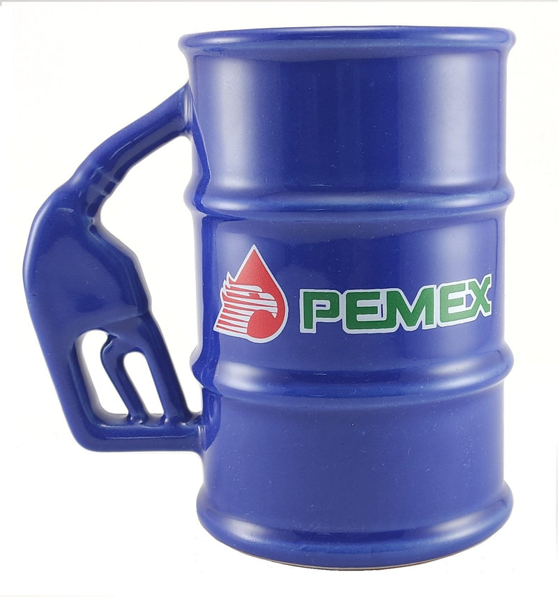 Taza barril azul logo PEMEX