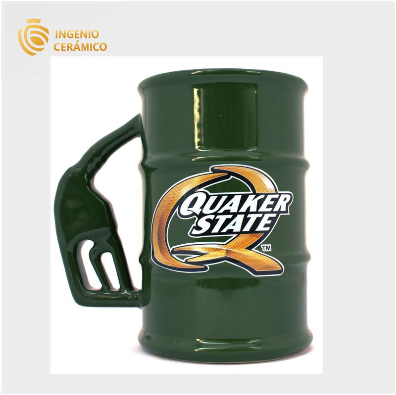 Taza Barril verde con logo Quaker State