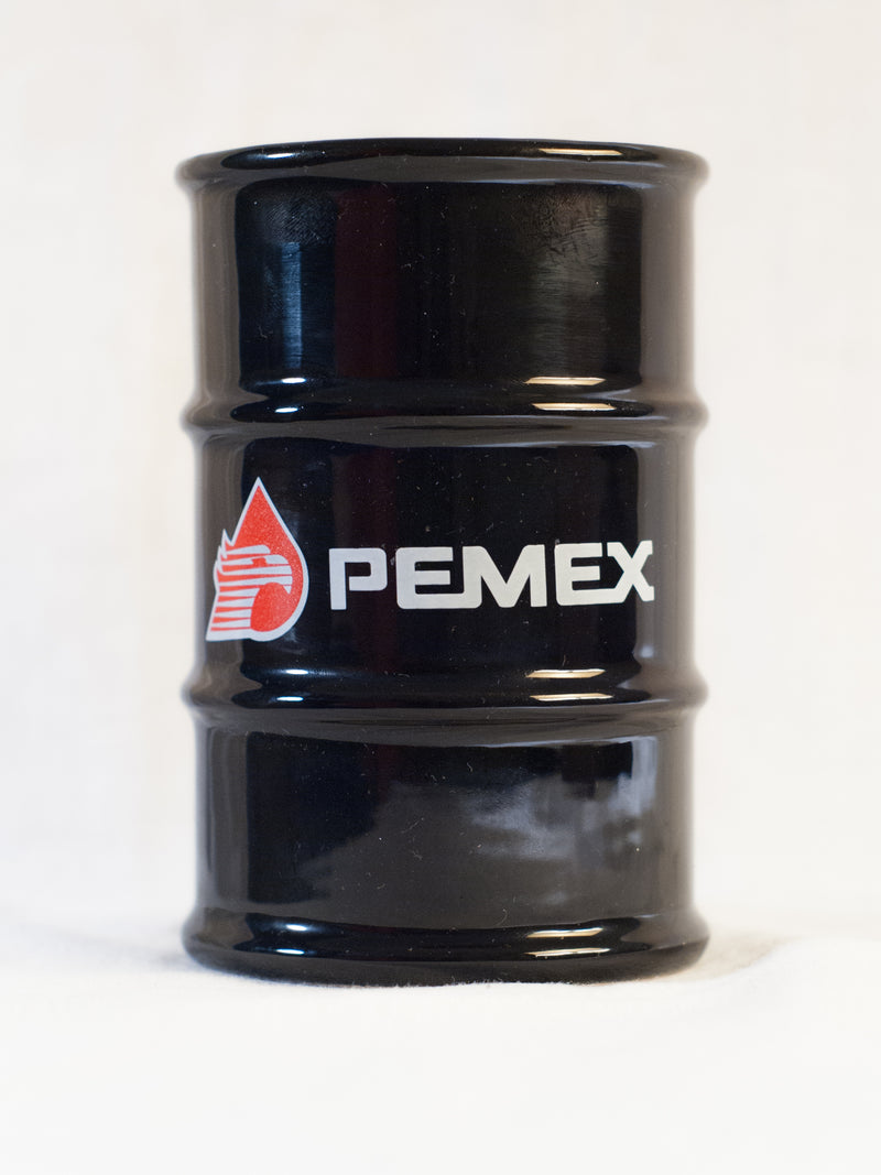 Vaso en forma de Barril con logo Pemex
