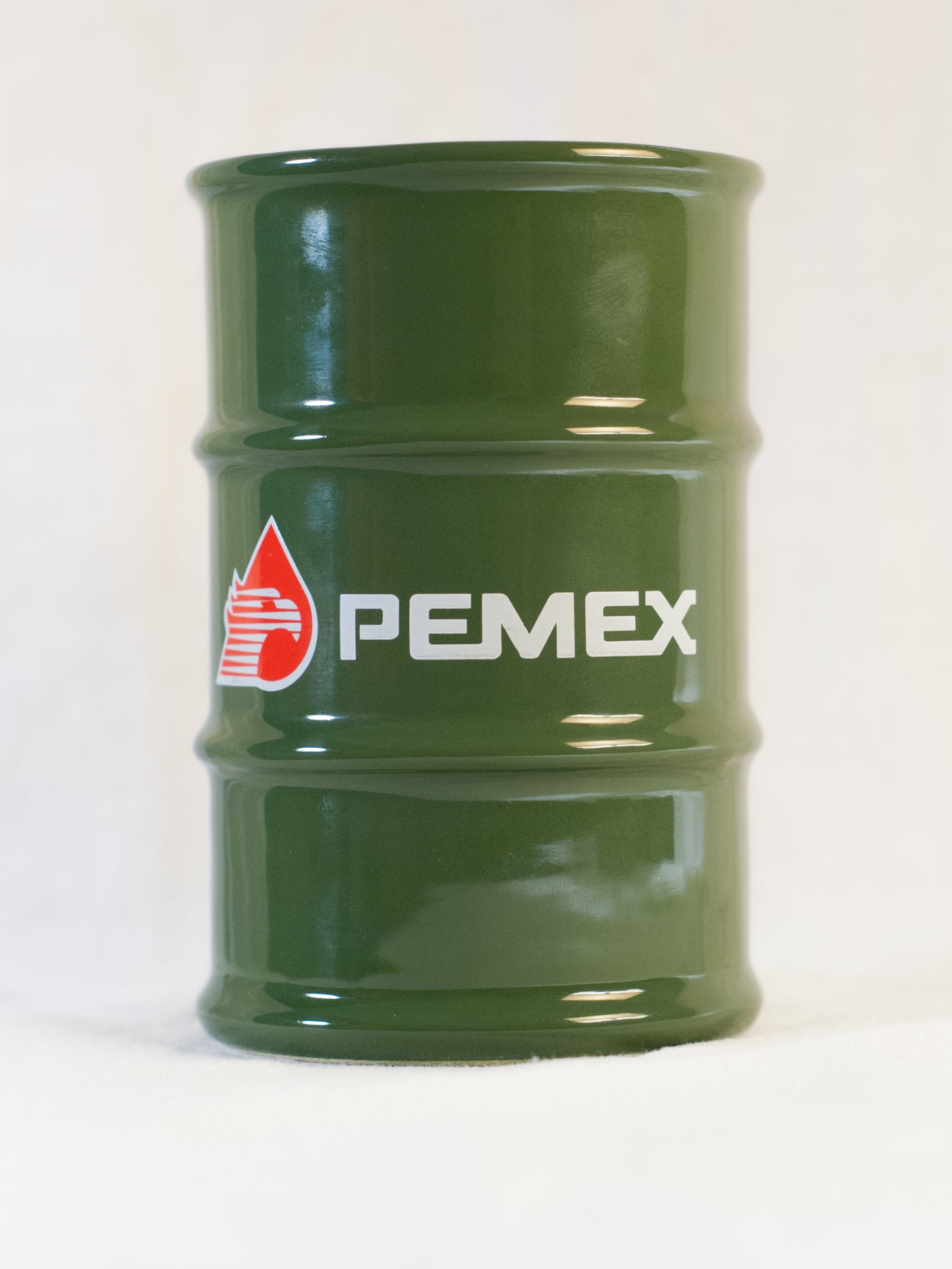 Vaso en forma de Barril con logo Pemex