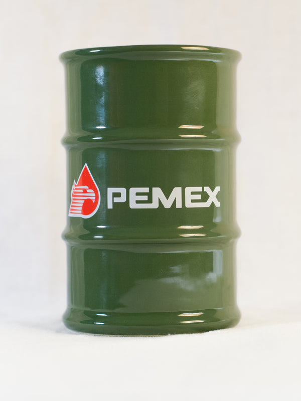 Vaso en forma de Barril con logo Pemex